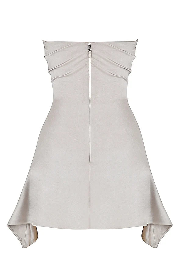 oyster draped strapless corset dress