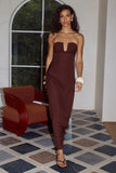 MARTHA STRAPLESS MAXI DRESS CHOCOLATE