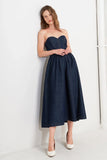 VINTAGE SIREN DARK DENIM MIDI DRESS
