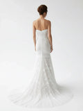 Vintage White Mermaid Lace Wedding Dress with Tassel