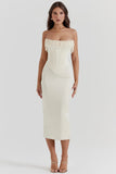 vintage cream embellished strapless dress