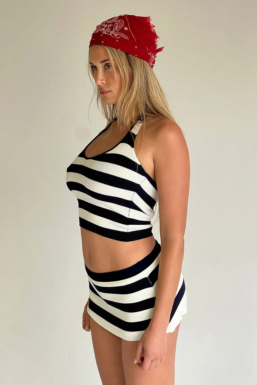 Marialla Knit Halter Top Sea Stripe