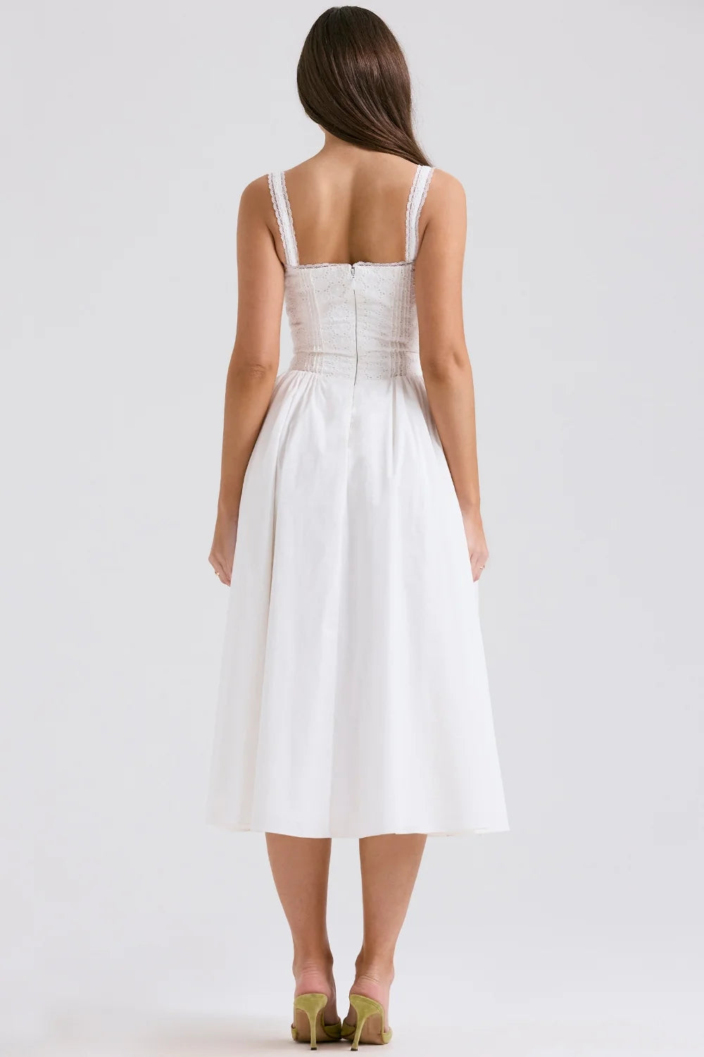white broderie anglais cotton midi dress