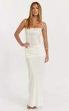 Jasmin Maxi Dress Sequin Overlay Dress in White
