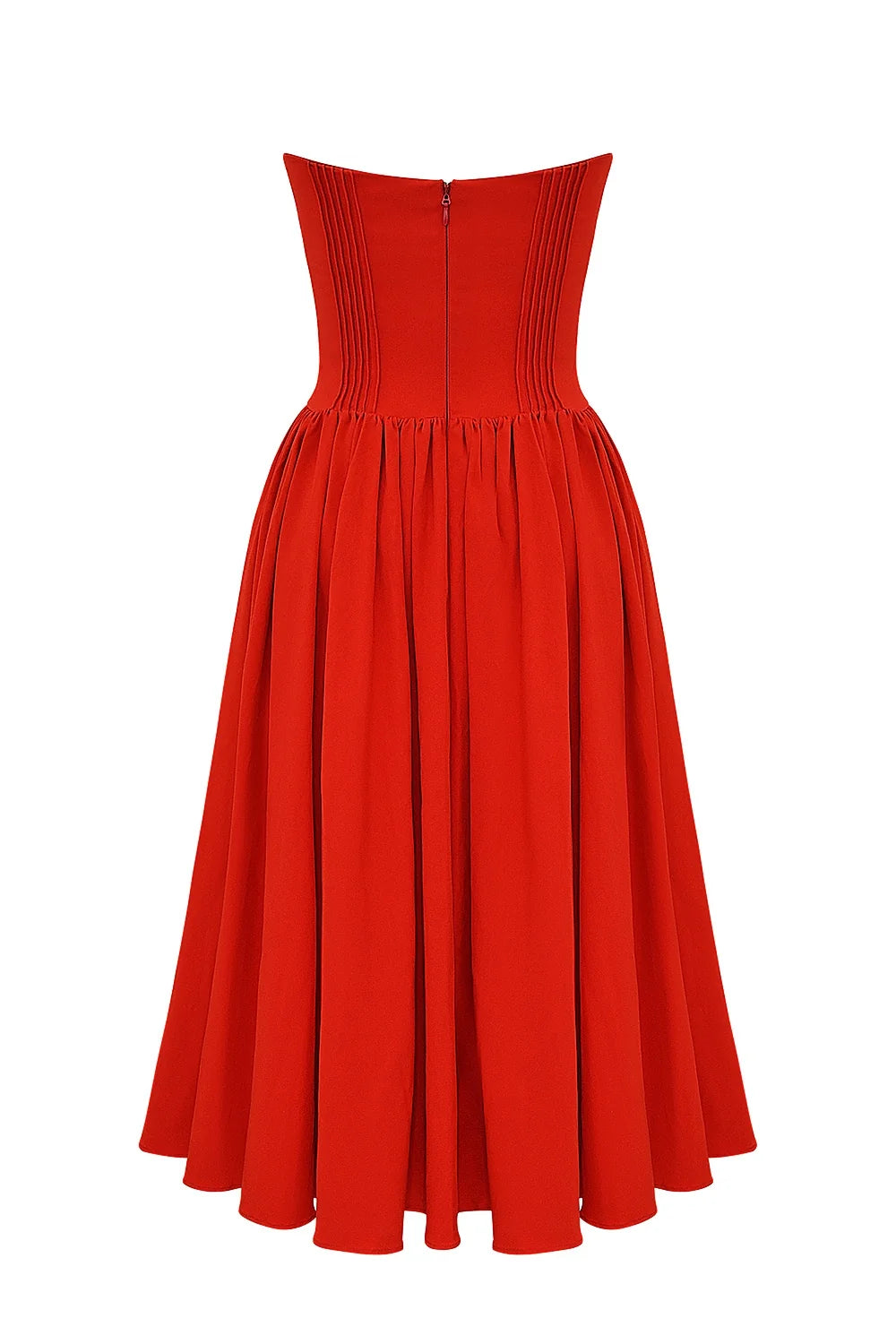 italian tomato strapless midi sundress