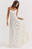 vintage cream floral lace back maxi dress
