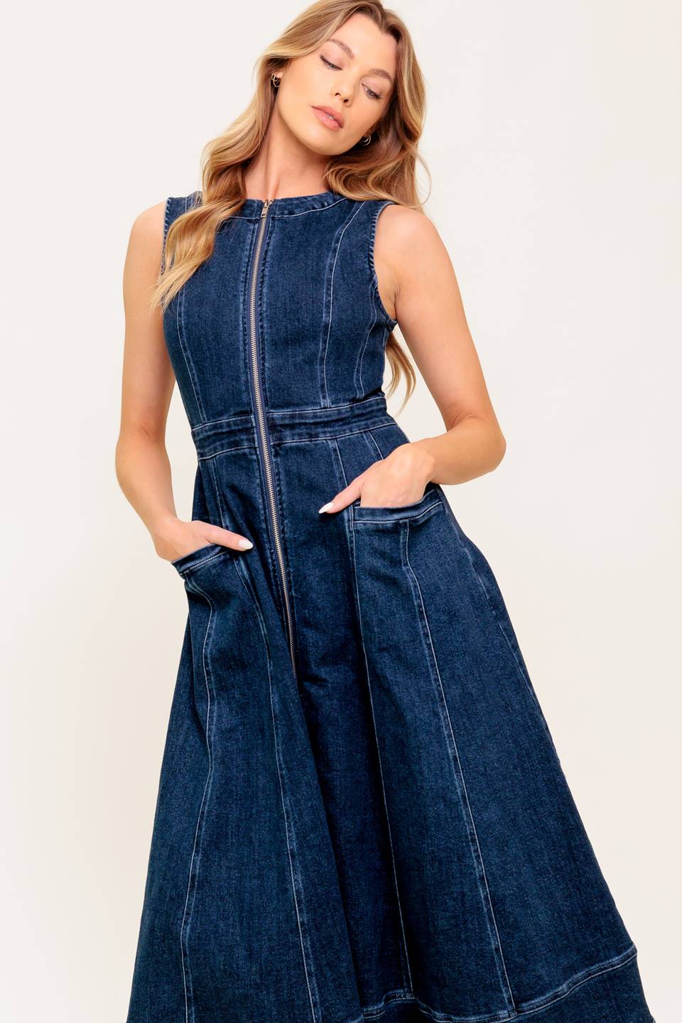 RAW BEAUTY DENIM MIDI DRESS