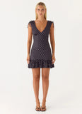 Acacia Mini Dress Black Polkadot