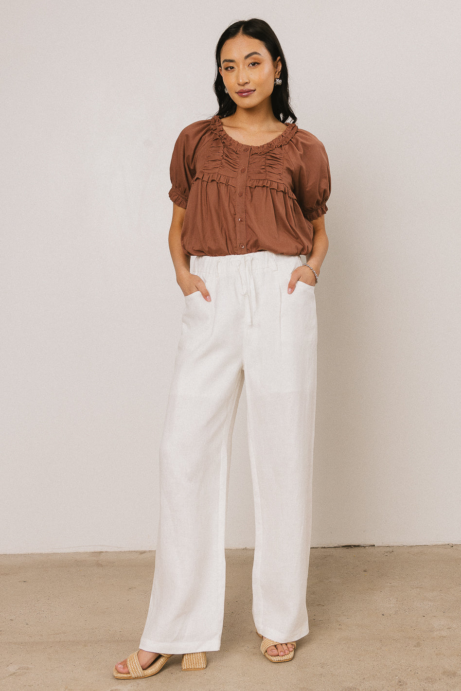 Ryder Ruffle Blouse in Marsala