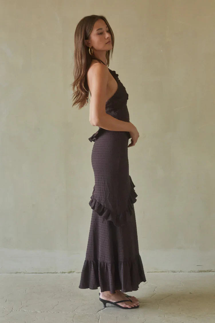 Vanita Ruffled Halter Maxi Dress