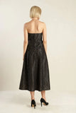 THE TRUTH IS STRAPLESS BLACK LACE MIDI DRESS