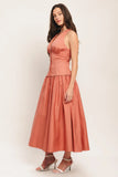 SUNSET MUSE PINK MIDI DRESS