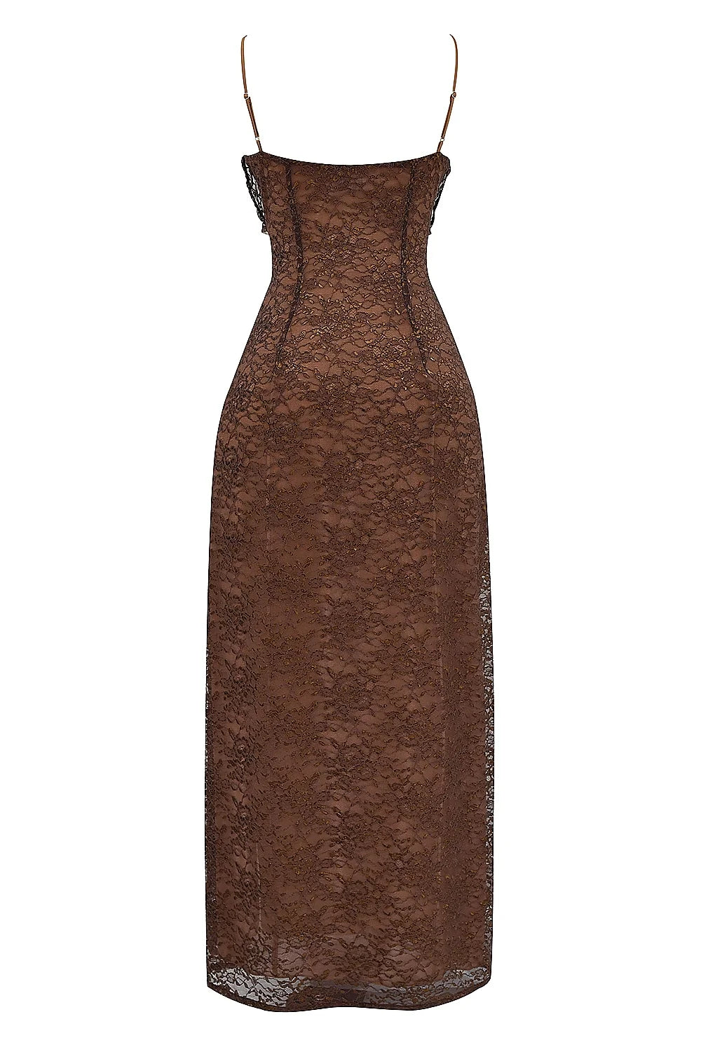espresso lace maxi dress
