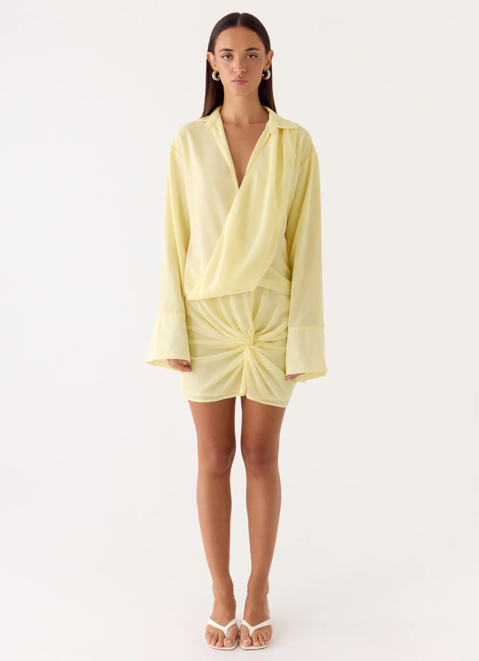 Farretti Shirt Mini Dress Pale Yellow